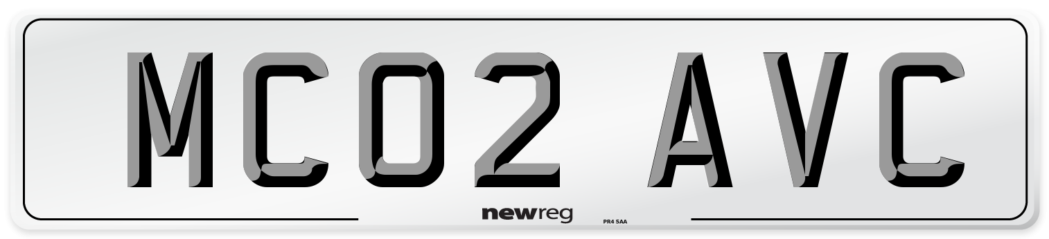 MC02 AVC Number Plate from New Reg